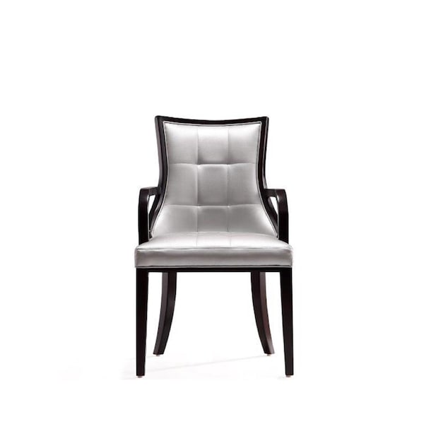 Manhattan Comfort Fifth Avenue Faux Leather Dining Armchair in Silver and Walnut DC008AR-SV - main